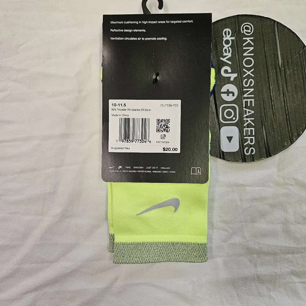 Nike Spark Cushioned Ankle Running Socks Men's Size 10-11.5 Women's 11.5-13